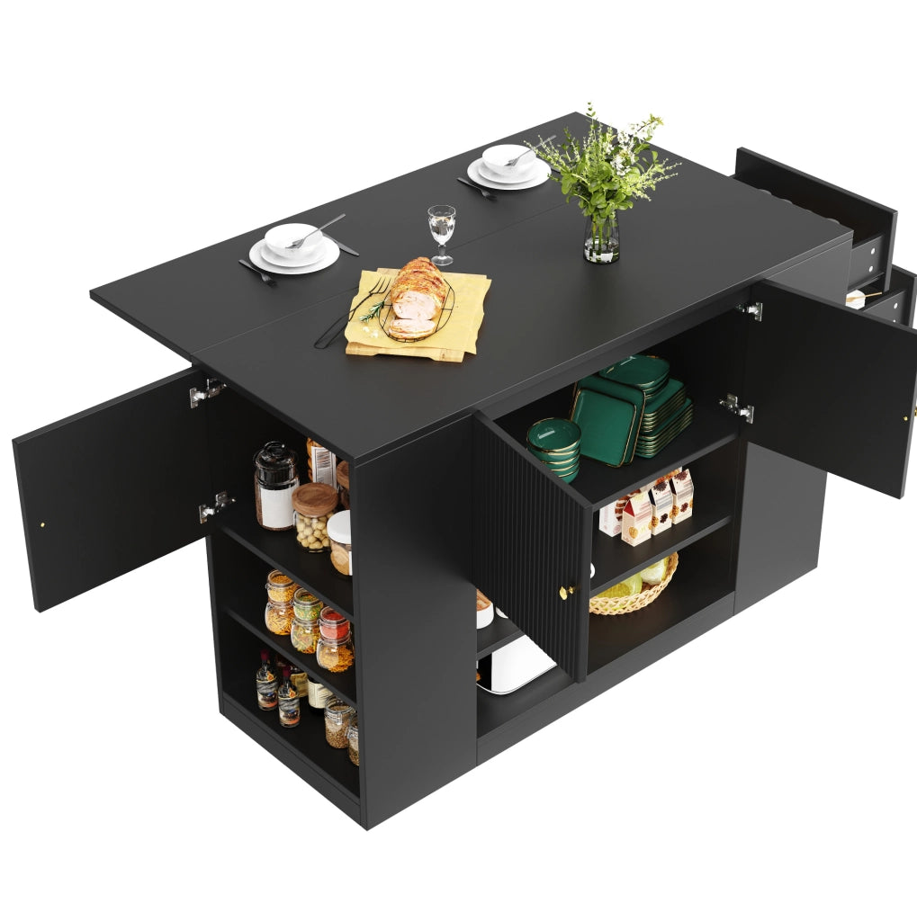 Isola da cucina 40x140 cm; piano ribaltabile; MDF; nero