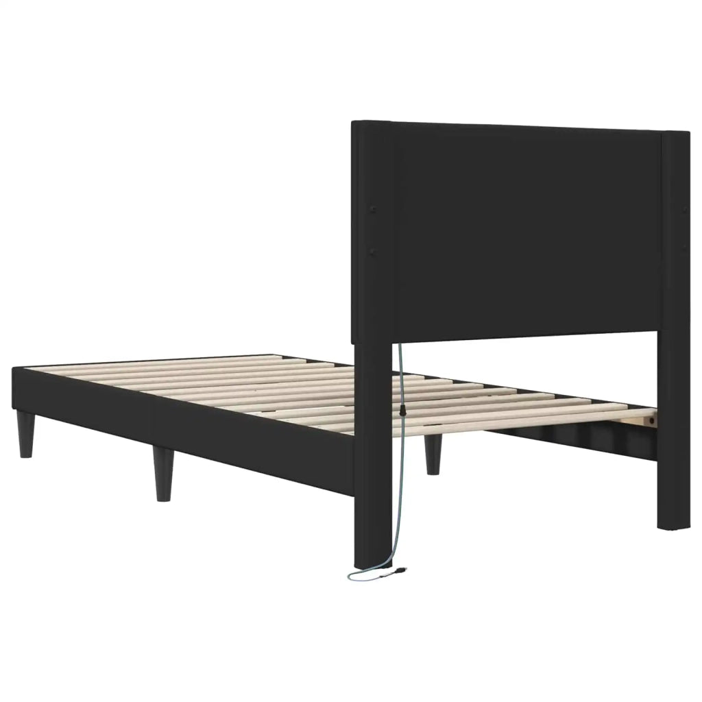 Struttura del letto con strisce LED Nero 80 x 200 cm Similpelle 42028004