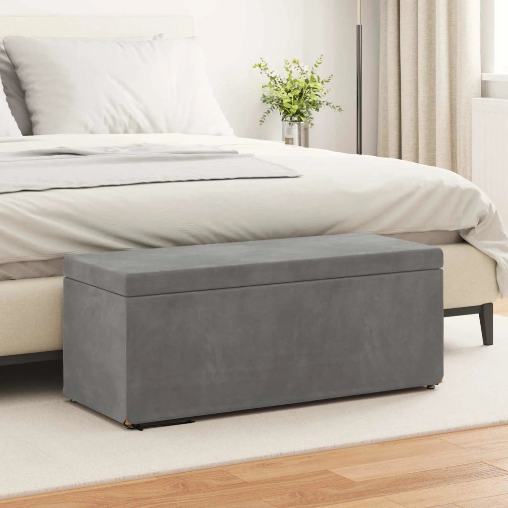 Pouf Grigio scuro Velluto e Legno Ingegnerizzato