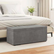 Pouf Grigio scuro Velluto e Legno Ingegnerizzato