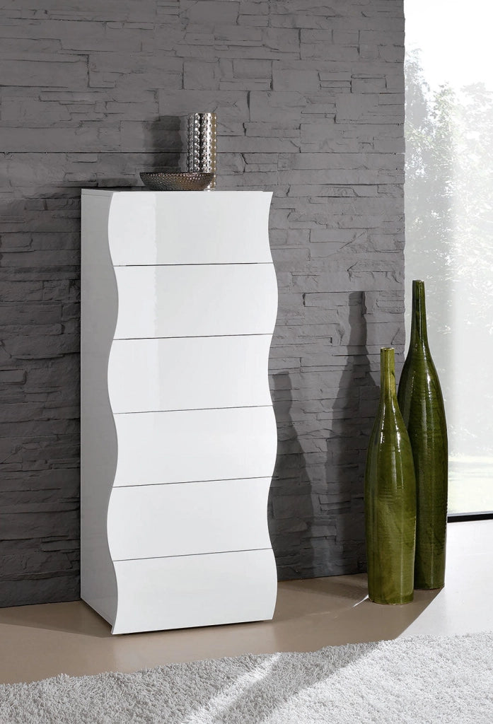 Cassettiera Alta 6 Cassetti 50x40x121,5 cm Onda 6C Bianco Lucido