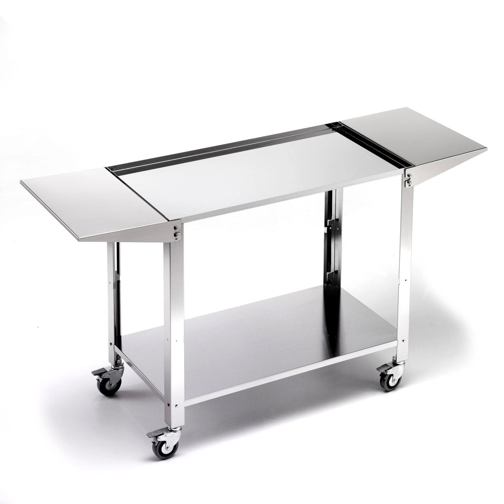 Carrello in Acciaio Inox con Mensole Laterali Richiudibili e Ruote Ompagrill 46130
