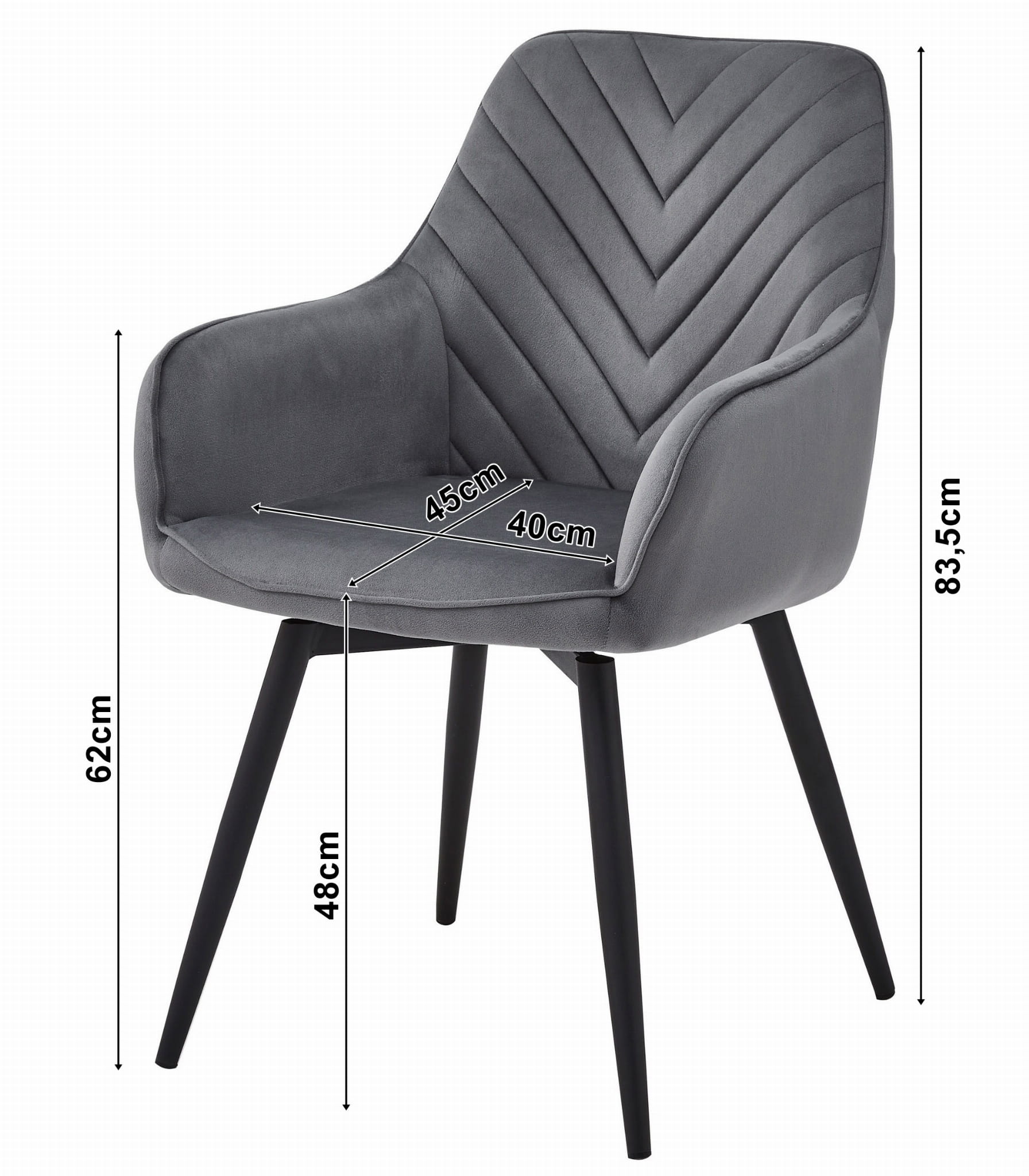 Sedia girevole in velluto VALORA NANA360 - Nero x 1