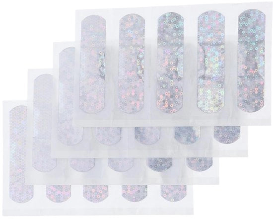 Strisce di Piatto Idraulico 20 Unità - Acqua-Resistenti - Strisce di Glitter - Ideali per Piccole Ferite - Imballaggio Singolo - Utilizzo Igienico - Piatto di Ferite