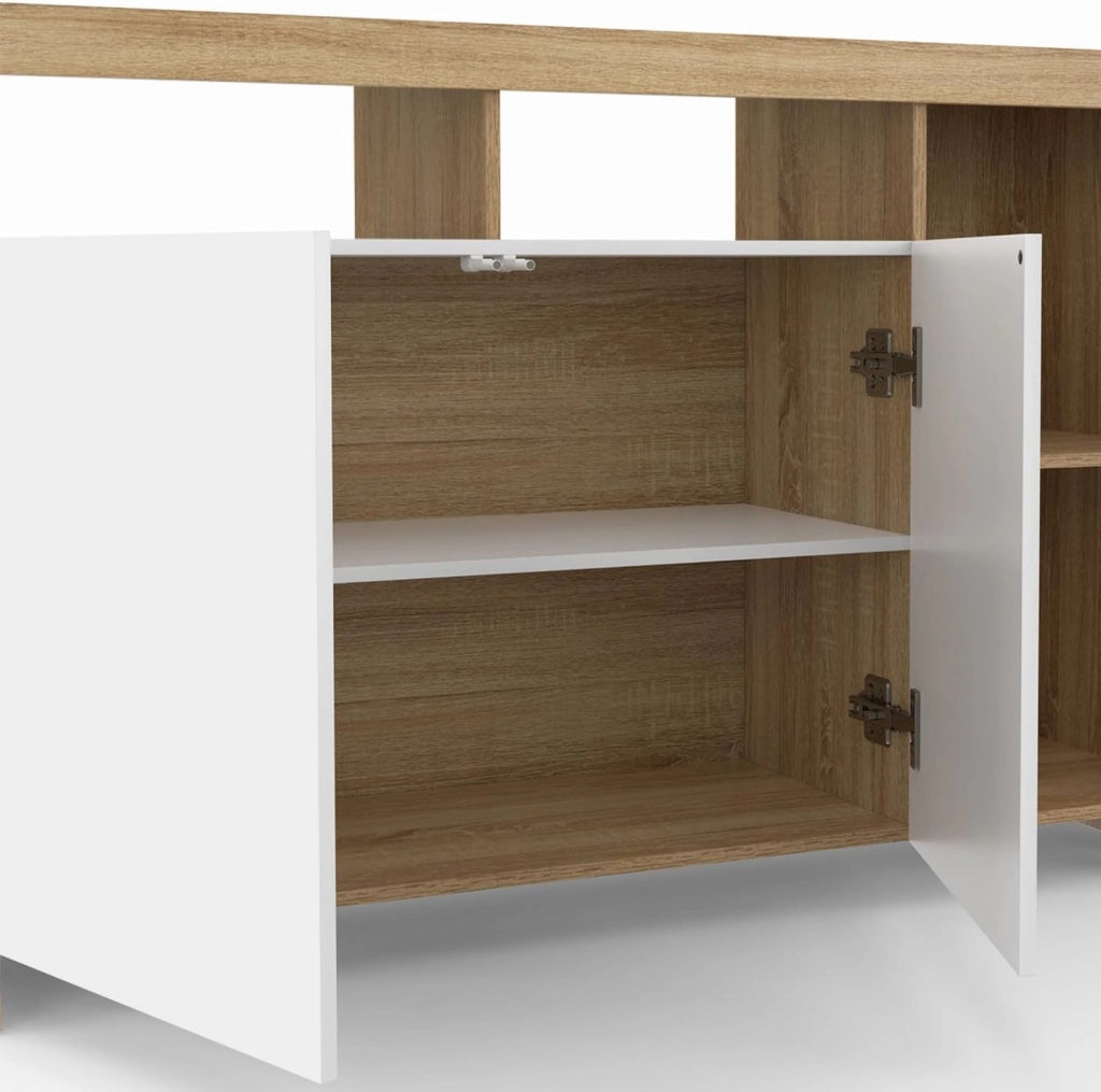 Credenza MALO 110 cm, legno e ante bianche