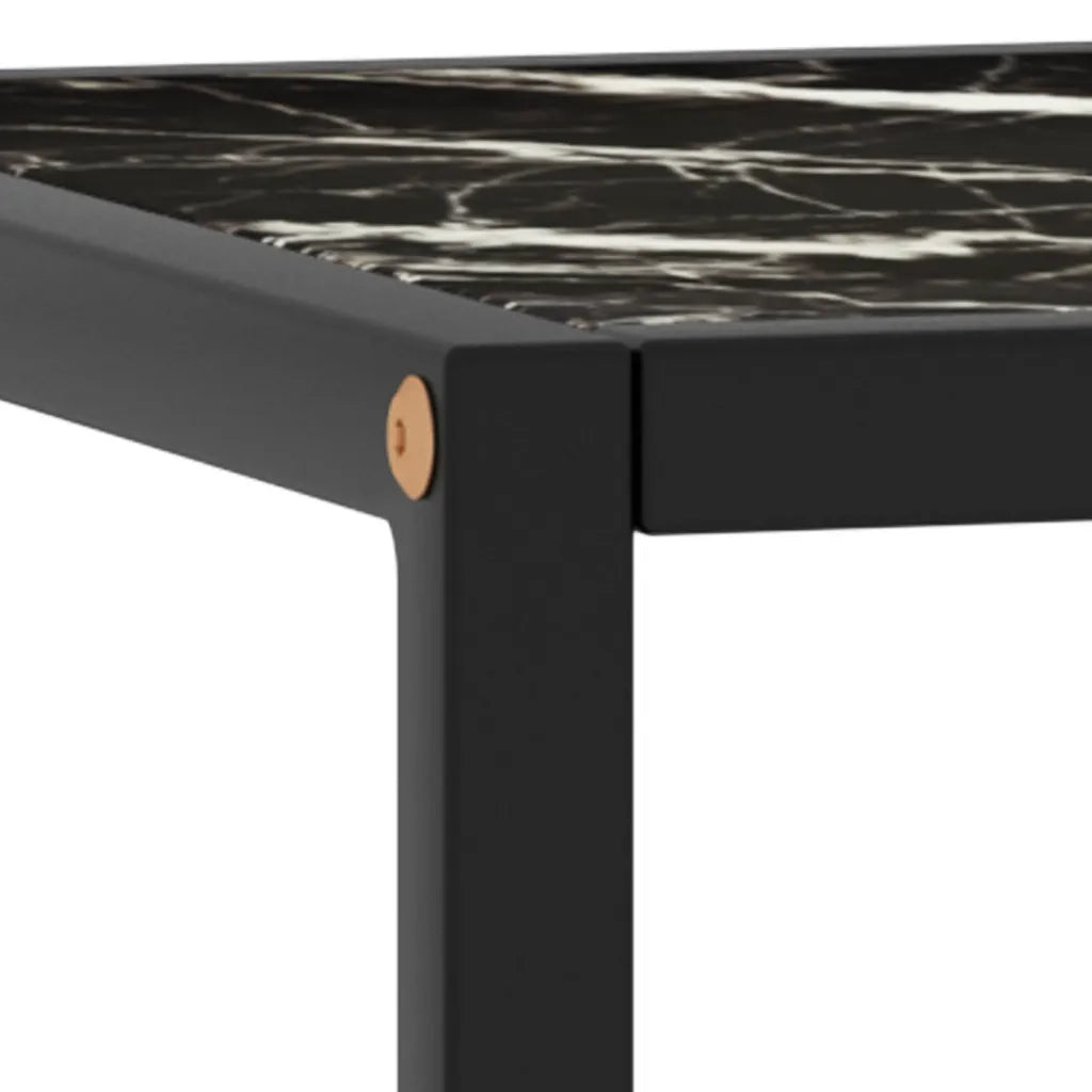 Tavolino da Salotto Nero con Vetro Marmo Nero 40x40x50 cm 322910