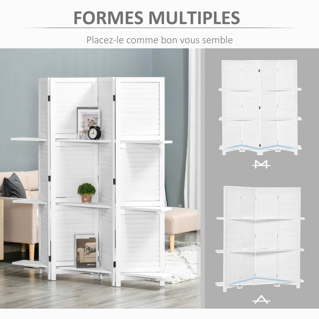 Paravent in legno 4 ante ¨C zephmum ¨C bianco 160x170 cm