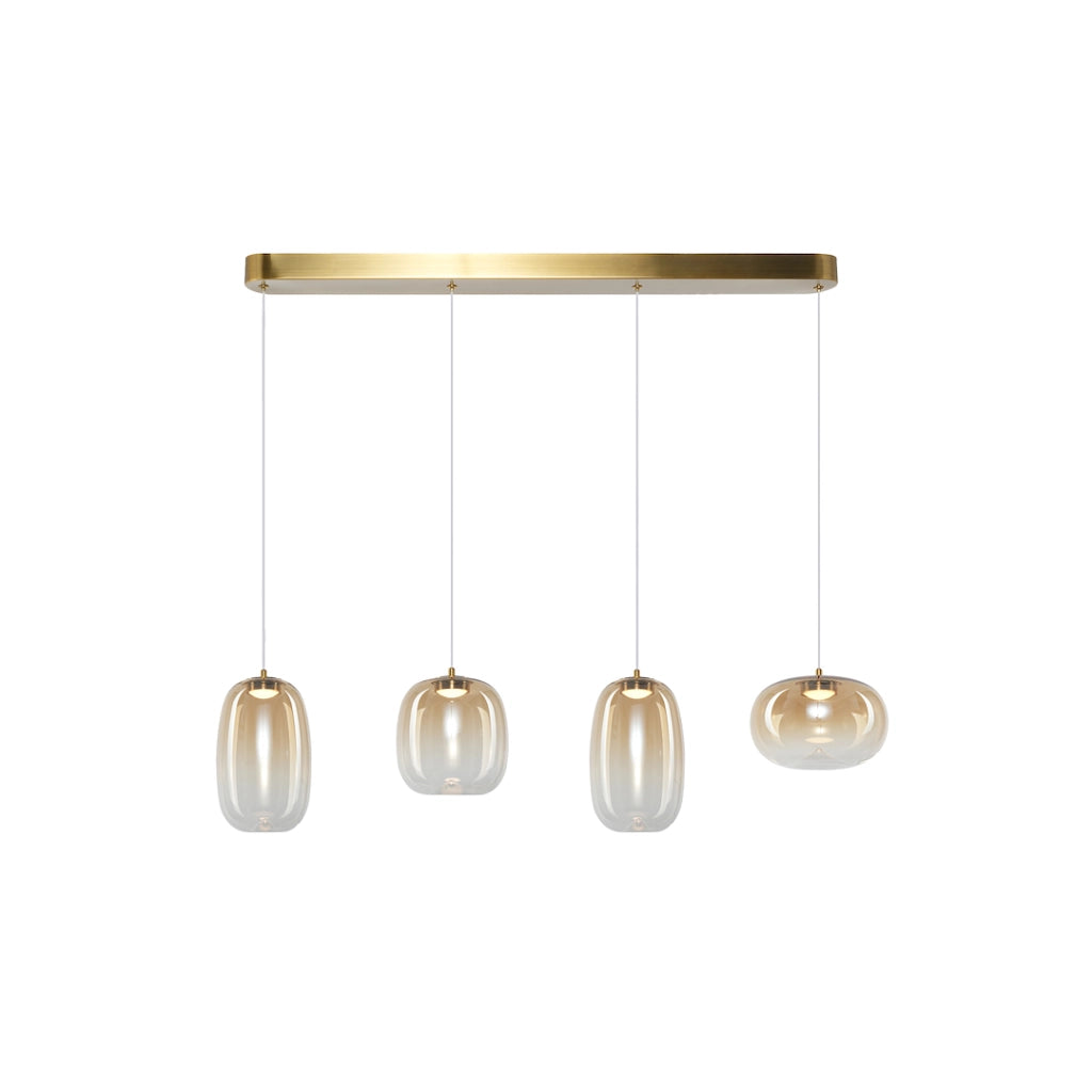 Lampada sospesa VASO ottone 4 vetri LED 15W 3000K Milagro