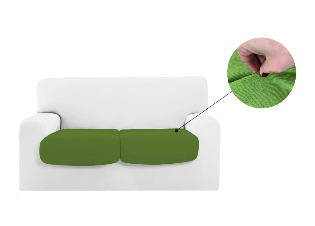 Copridivano Copriseduta Sofà Elasticizzato Tinta Unita Smile Tessuto Millerighe - Seduta 4 Posti - Verde