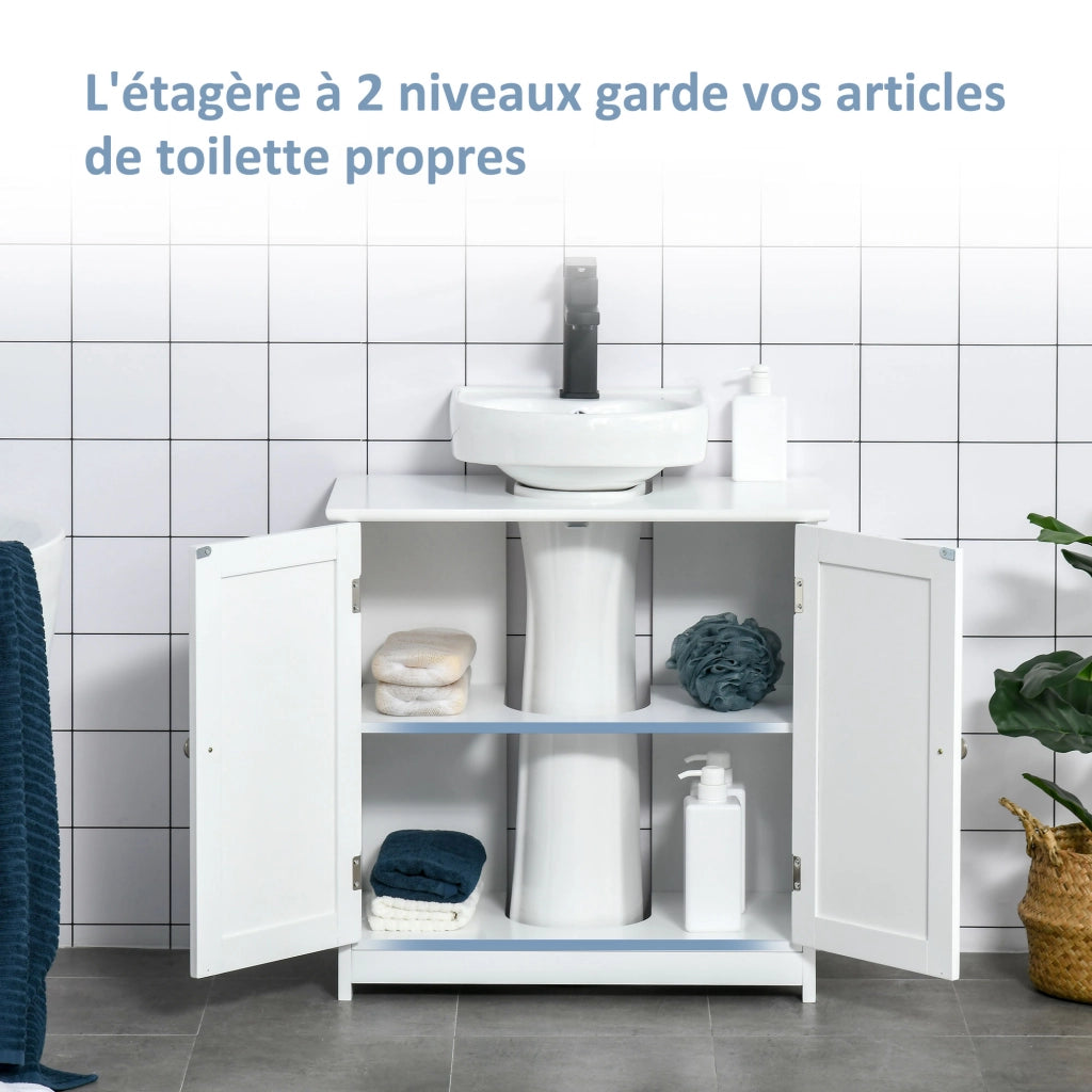 Mobile da bagno sottolavabo ¨C zephmum ¨C bianco legno 60x30x60 cm