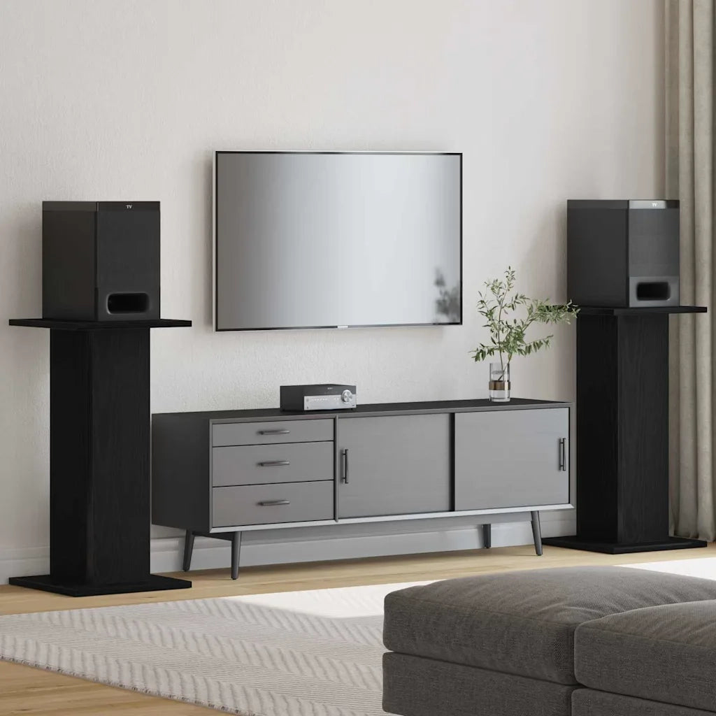 Supporti per Altoparlanti 2 pz Rovere Nero 30 x 30 x 60 cm 868055