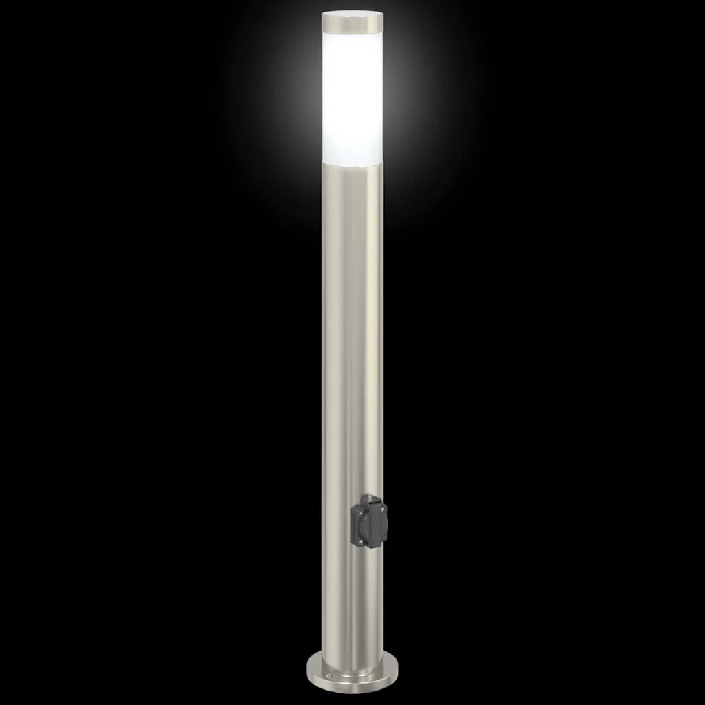 Lampada a paletto con presa elettrica 80 cm Acciaio Inox IP44 4006013