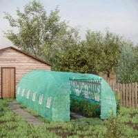 Serra da Giardino con Porta Avvolgibile e 12 Finestre in Acciaio e PE, 8×3×2m, Verde