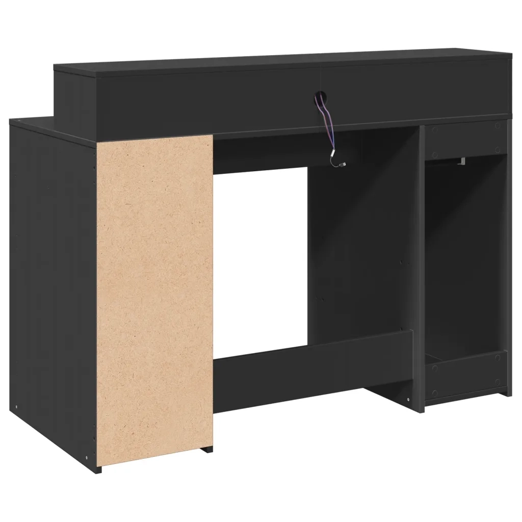 Scrivania con Luci LED Nera 120x55x91 cm in Legno Multistrato 3309412