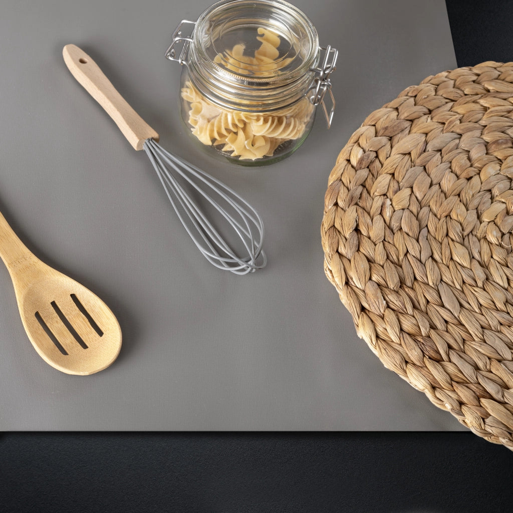 Emuca Tappetino antiscivolo per cassetti, Effetto tessuto, Plastica grigia, Tecnoplastica, 1 u.