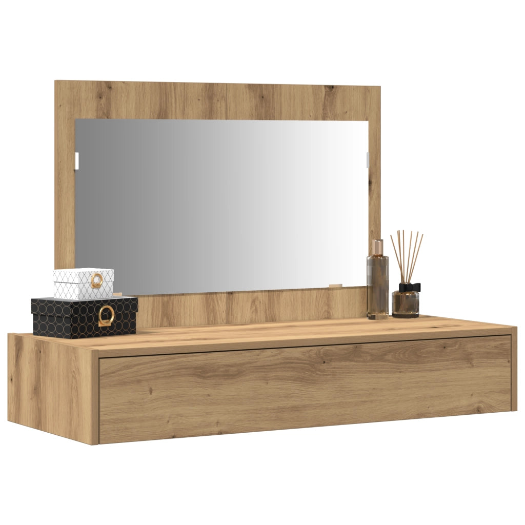 Tavolo da Toeletta Appeso al Muro Rovere Artigianale 100x40x70 cm