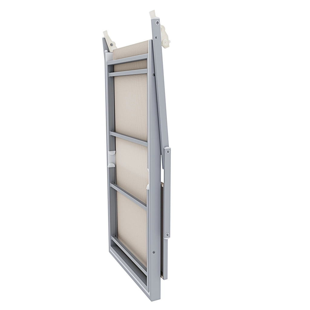 Lettino Prendisole Pieghevole Professionale Tettuccio Regolabile Tettino Parasole Sdraio Relax Mare Spiaggia Piscina Giardino Terrazza Esterno 182 x 60 x 38 Cm Beige