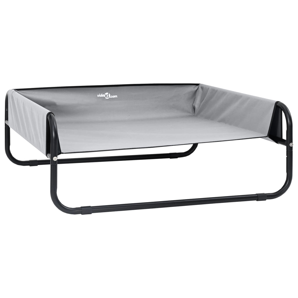 Letto Elevato per Cani Grigio Chiaro S Tessuto Oxford e Acciaio