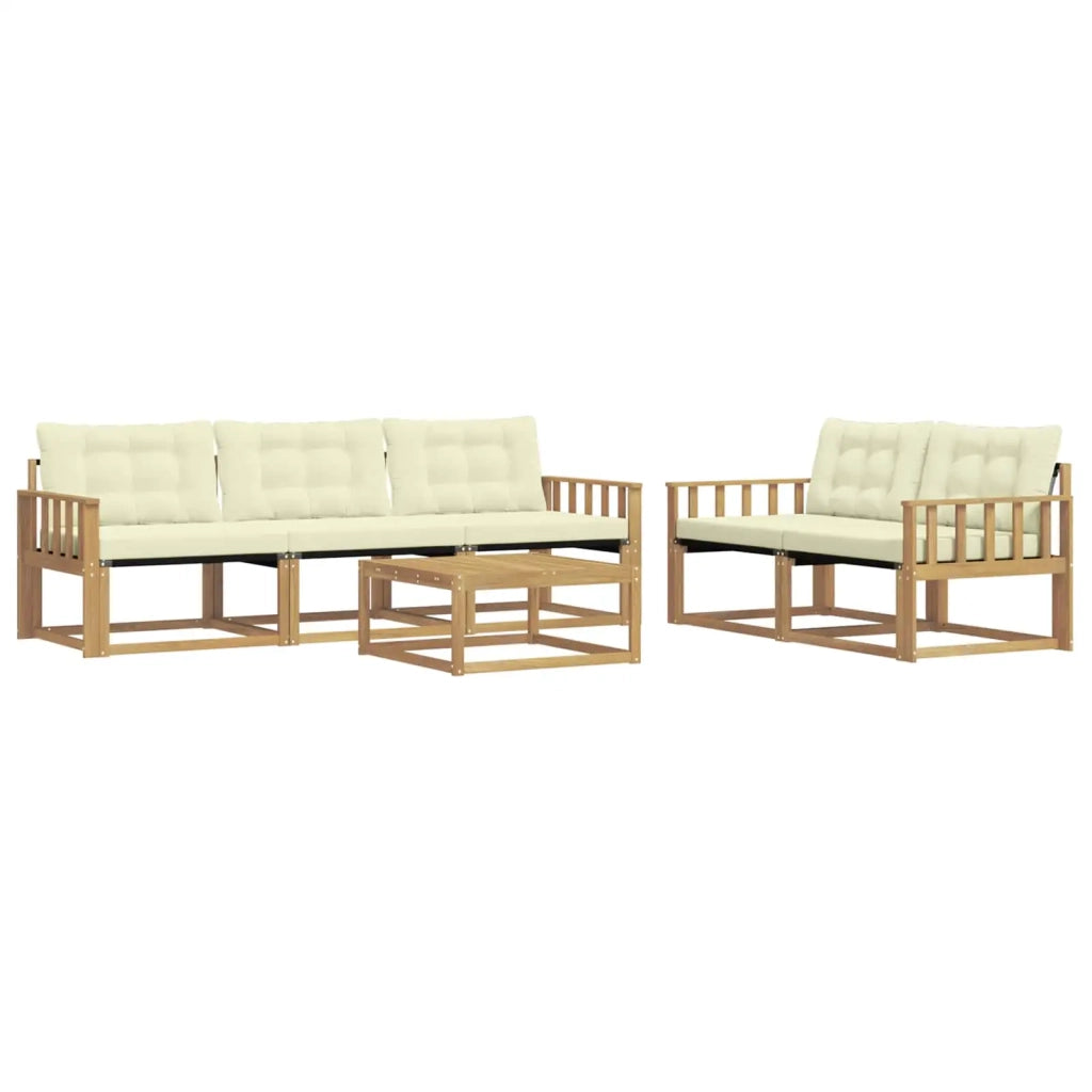 Set di divani da esterno 6 pcs Bianco e Crema 79 x 79 x 37 cm