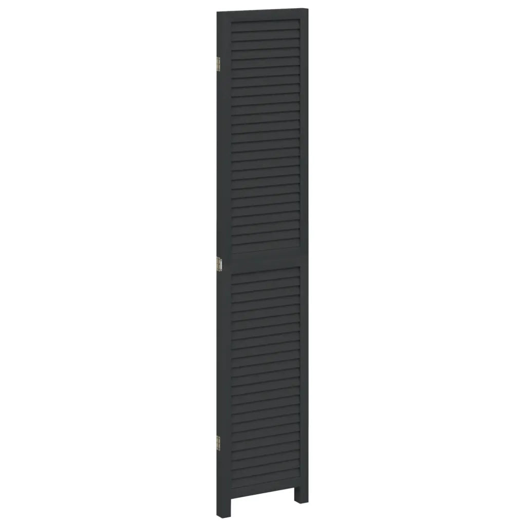 Divisorio Ambienti 3 Pannelli Nero Legno Massello di Paulownia 358847