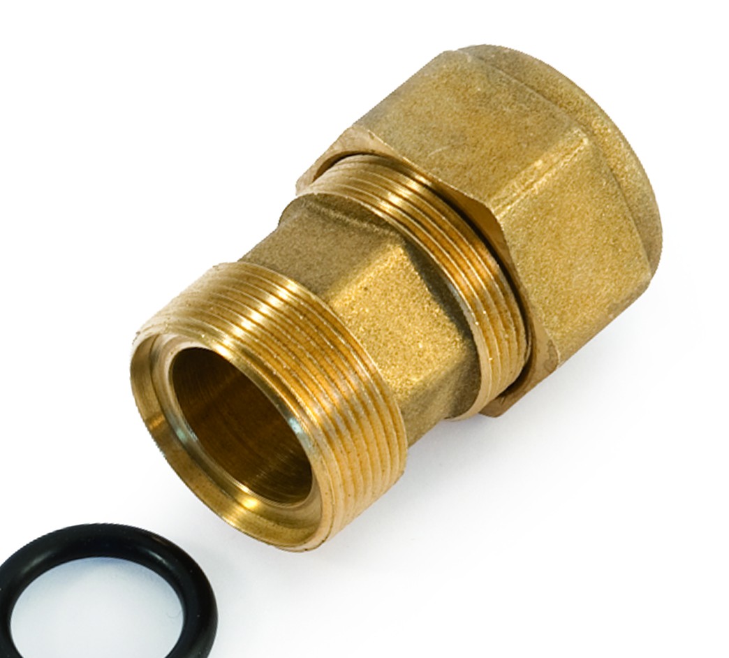 Raccordo in ottone per tubo ferro doppio