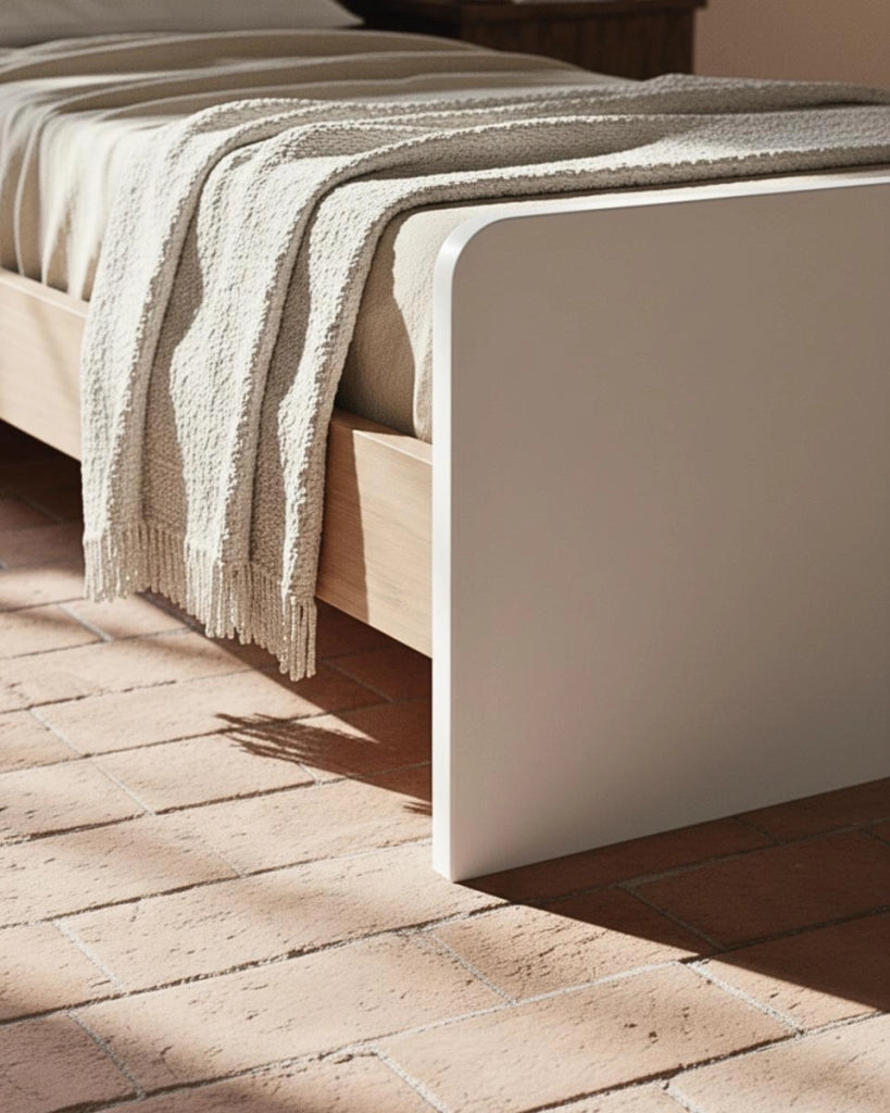 Letto Comby con fascioni e pediera - Letto singolo 87 x 197 - Struttura virginia e bianco - Rete e materasso esclusi_