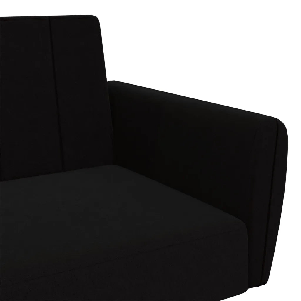 Divano Letto a 2 Posti Nero in Velluto 375863