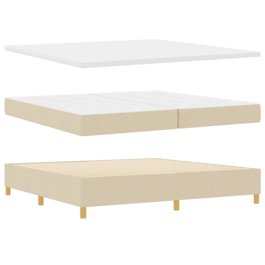 Letto a molle con materasso con led Crema 200 x 200 cm Tessuto 3343656