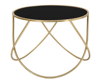 Tavolinetto Ring Ø60x45 cm in Ferro MDF e Specchio Nero e Oro