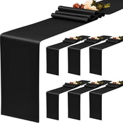Set di Tavolo Satin Nero da 6 pezzi - 30 x 183 cm - Ideale per Matrimoni, Compleanni e Decorazioni
