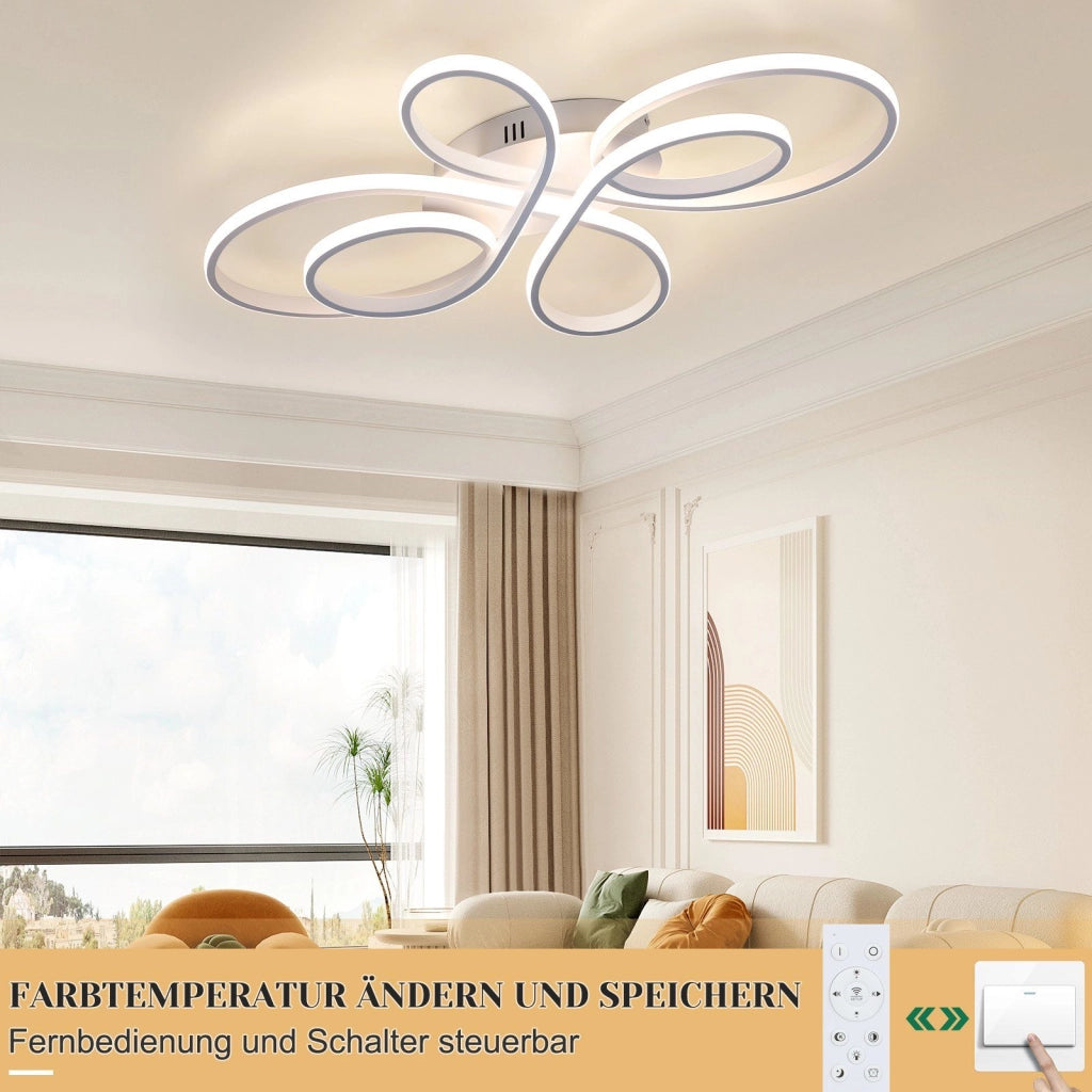 ZMH Lampada da soffitto LED grande dimmerabile 100 cm 90W moderna per soggiorno