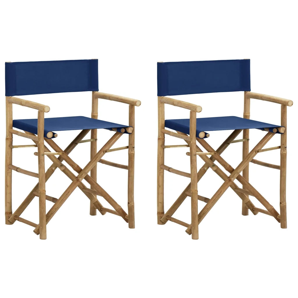 Sedie da Regista Pieghevoli 2 pz Blu in BambÃ¹ e Tela cod mxl 6381