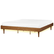 Letto in frassino marrone 180 x 200 cm con rete a doghe senza testata LED stile rustico minimalista