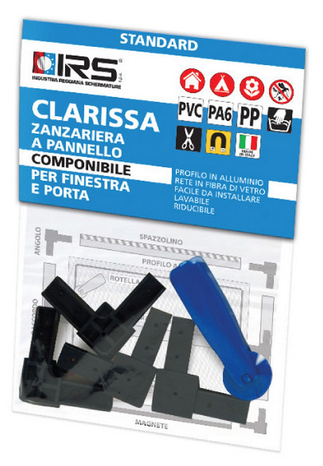 zanzariera irs clarissa bl 4 angoli + rotella cod:ferx.33141