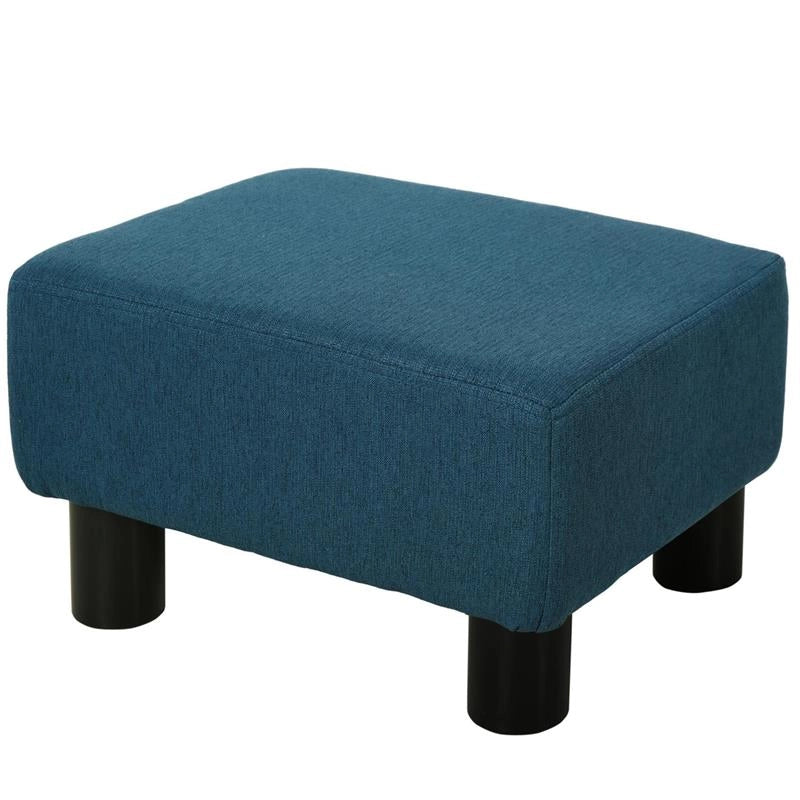 POUF POGGIAPIEDI IMBOTTITO E RETTANGOLARE IN POLIESTERE E PLASTICA 40X30X24 CM BLU SCURO