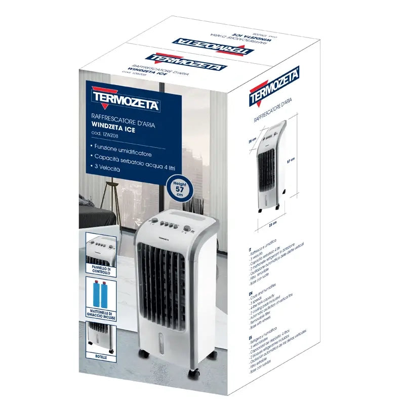 TERMOZETA TZWZ08 Raffrescatore Aria Portatile Acqua Ghiaccio Ventilatore Freddo