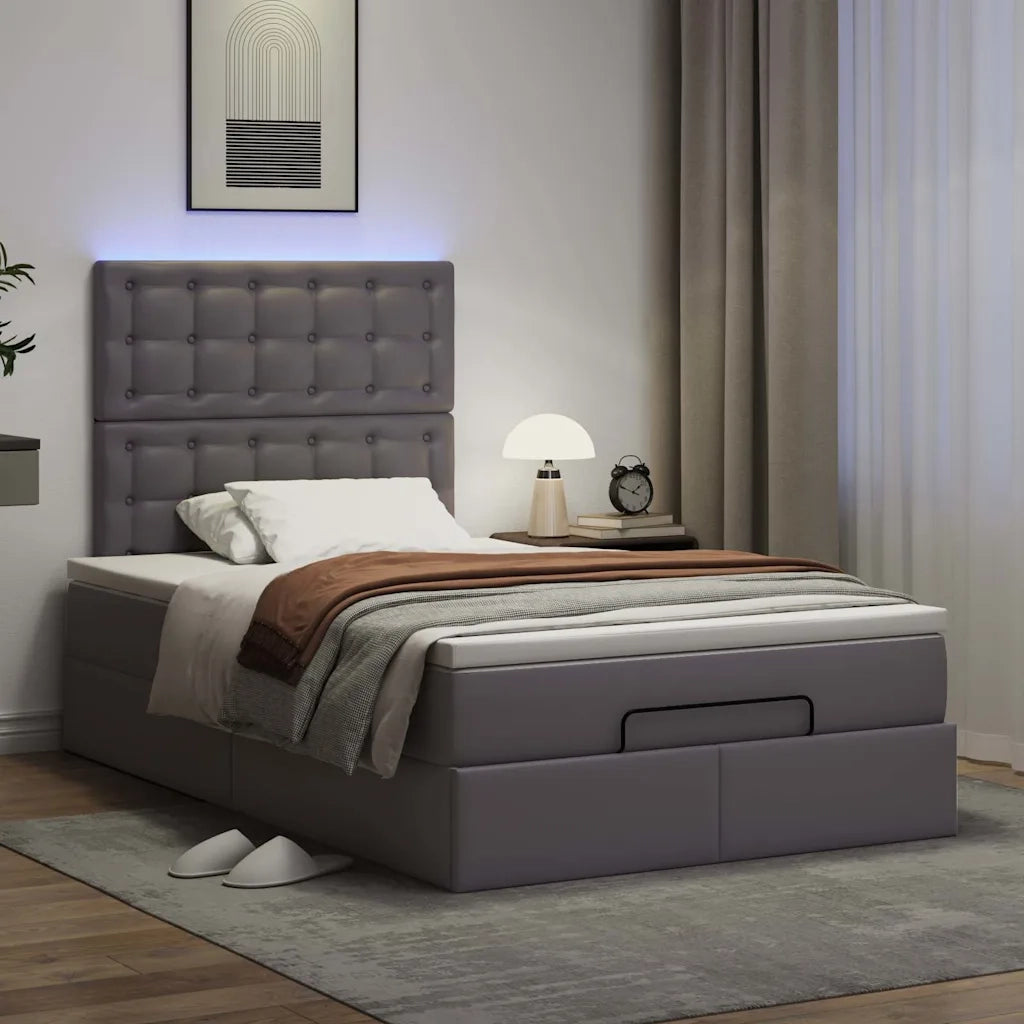 Struttura Letto Pouf con Materasso Grigio 120x200 cm Similpelle 3313848
