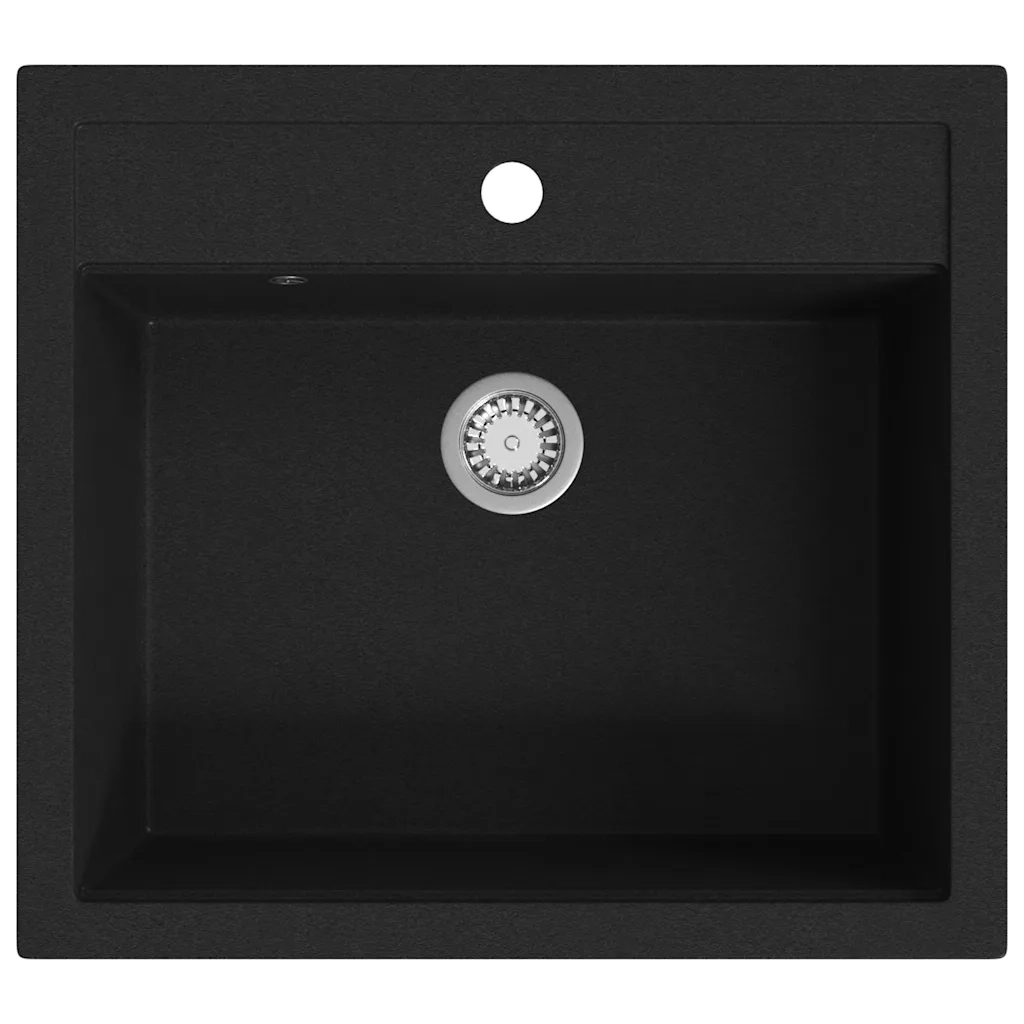 Lavello da Cucina in Granito Vasca Singola Nero CFW8062316