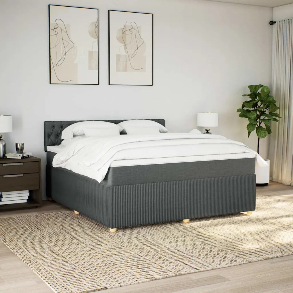 Giroletto a Molle con Materasso Grigio Scuro 180x200 cm Tessuto