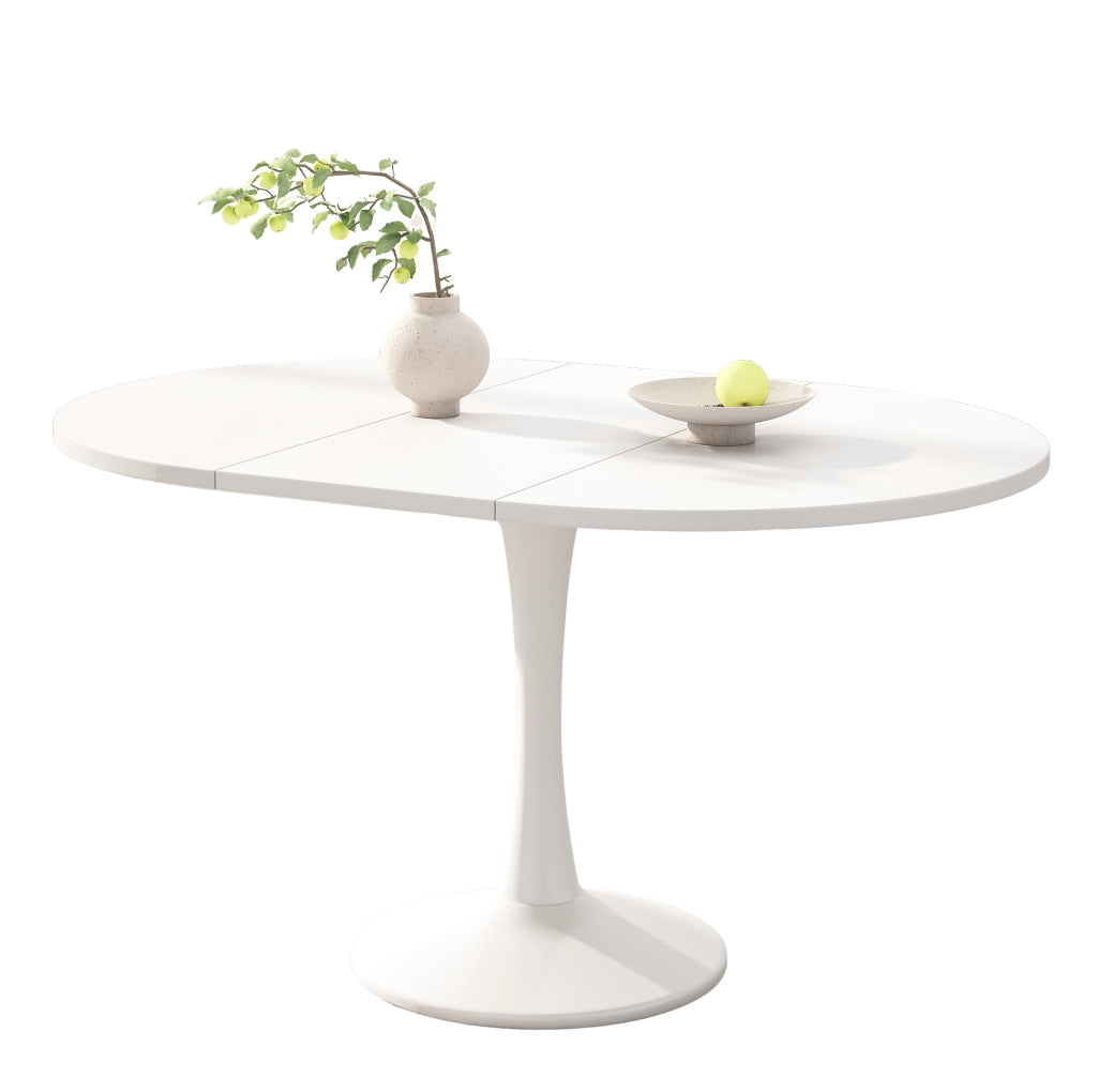 Tavolo da pranzo allungabile ovale; bianco; MDF