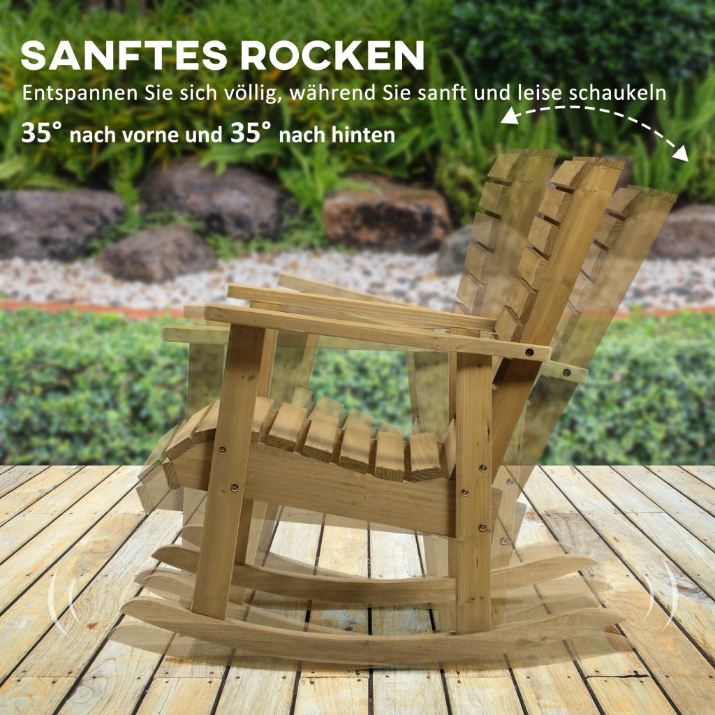 Sedia da Giardino con Dondolo ¨C zephmum ¨C Legno Naturale 64x86x85 cm