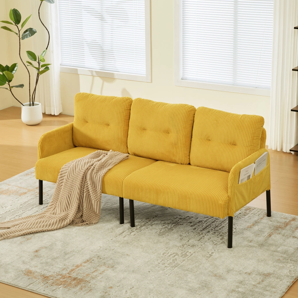 DIVANO 3 posti 171x72x80 cm in corda giallo con tasca laterale