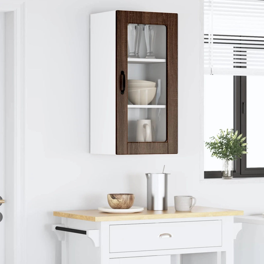 Pensile da cucina | Mobile in vetro da parete LUCCA Rovere Marrone 40 x 31 x 80 cm