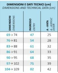 Cabina Doccia a Nicchia in Acrilico 2.2mm con Apertura Saloon Western - Misura: 100 x h185 (AdattabilitÃ  97-102cm)