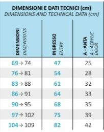 Cabina Doccia a Nicchia in Acrilico 2.2mm con Apertura Saloon Western - Misura: 70 x h185 (AdattabilitÃ  69-74cm)