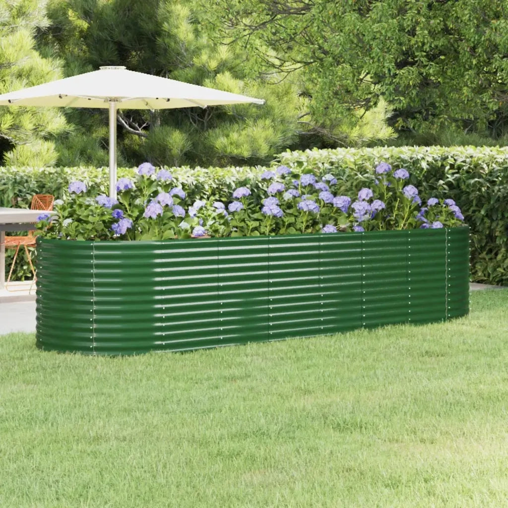 Fioriere | Cassetta per fiori | Letto Giardino Acciaio Zincato 322x100x68 cm Verde