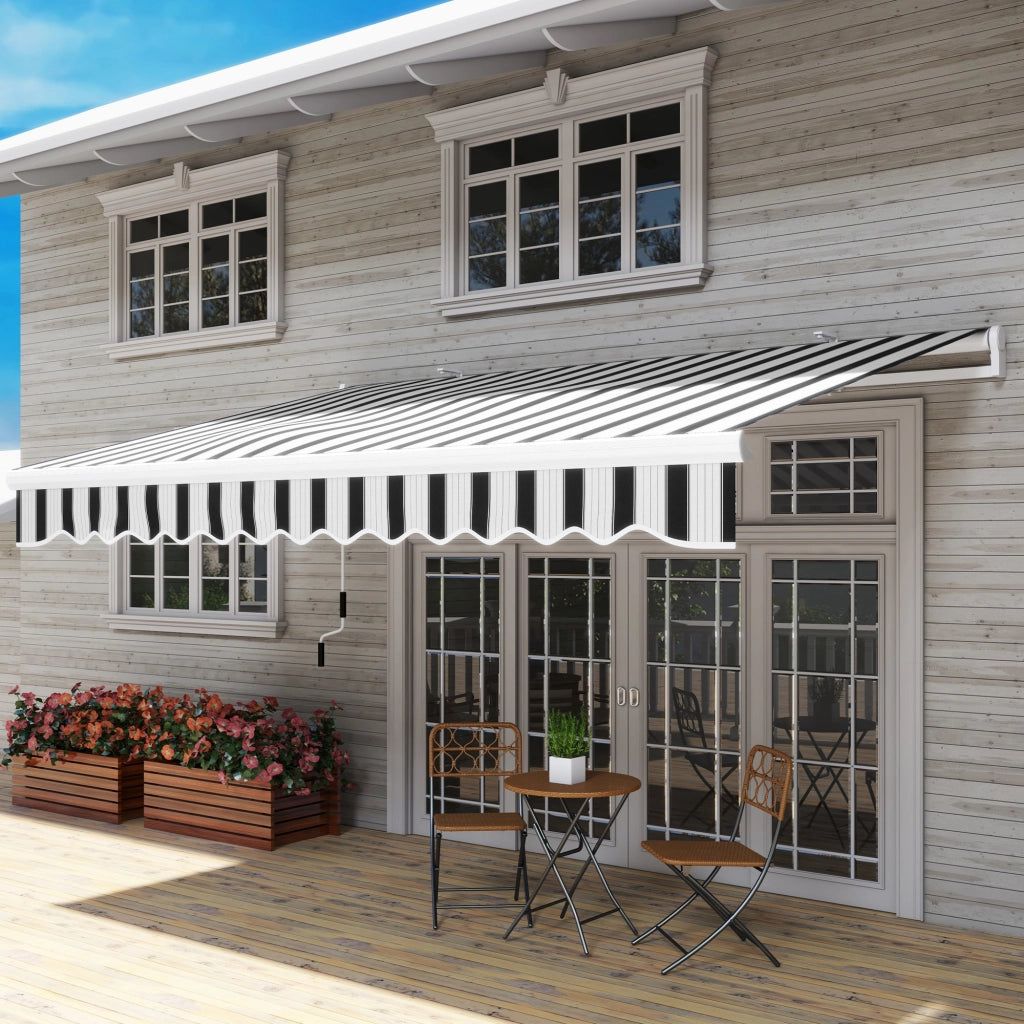 Toldo Manuale Retrattile ¨C zephmum ¨C Blu e Bianco 395x245 cm