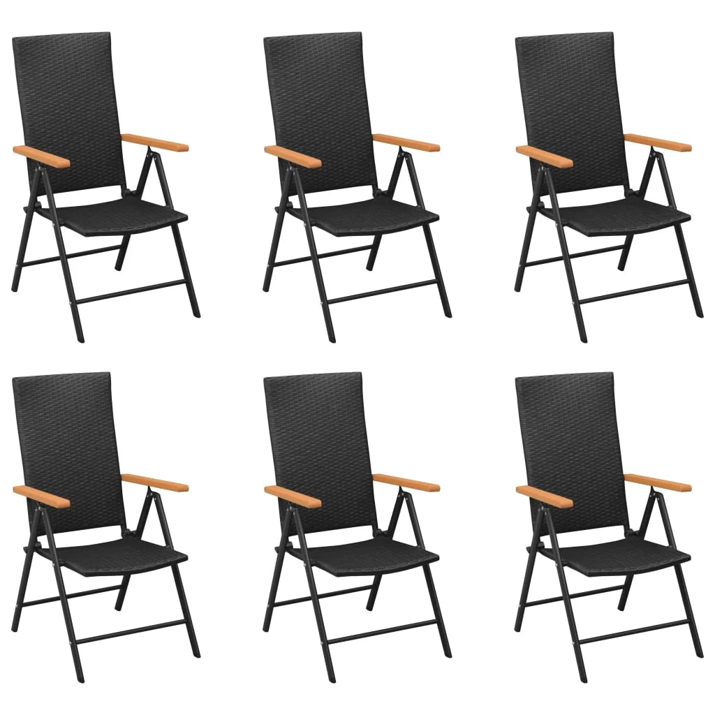 Set da pranzo da giardino per esterni 7 pezzi nero e marrone 02_0014045