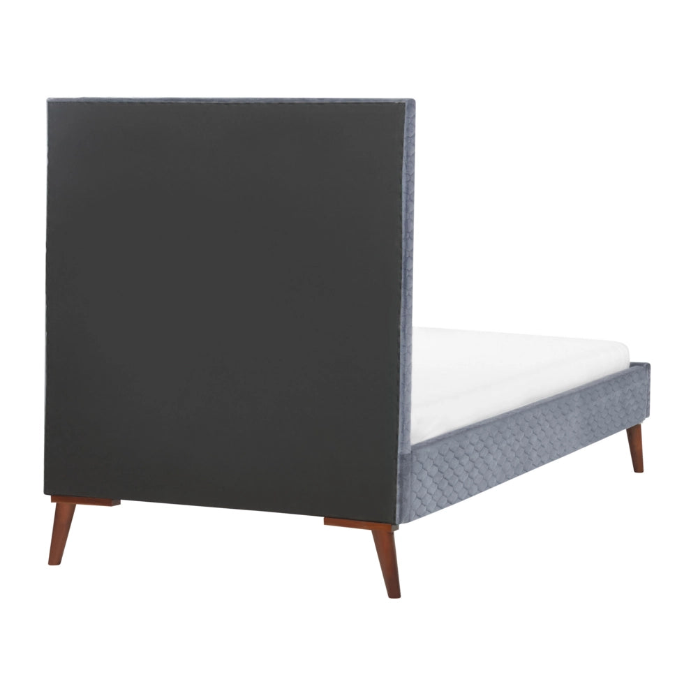 Letto imbottito in velluto grigio 90 x 200 con struttura imbottita a nido d'ape trapuntato stile classico