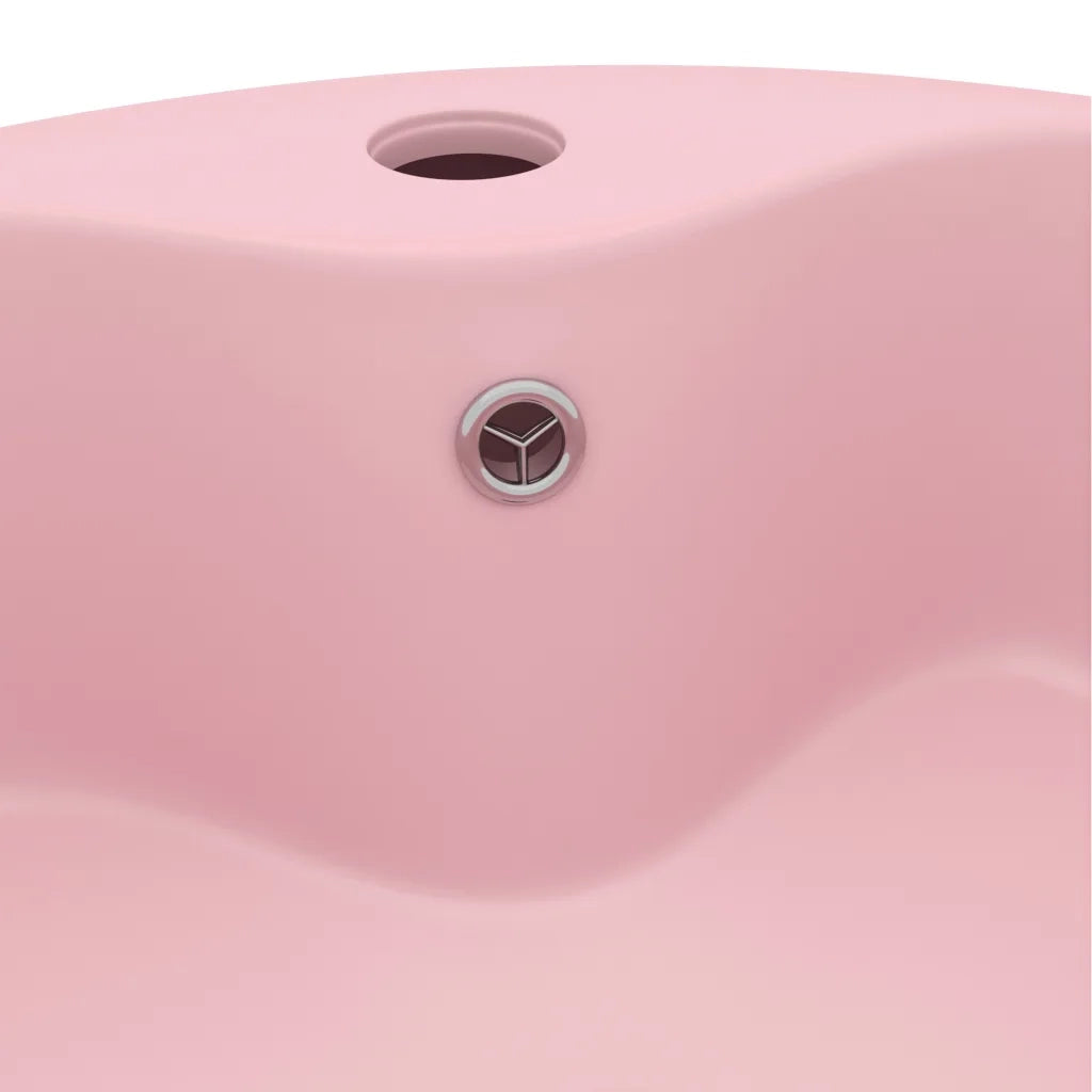 Lavandino con Troppopieno Rosa Opaco 36x13 cm in Ceramica cod mxl 41797